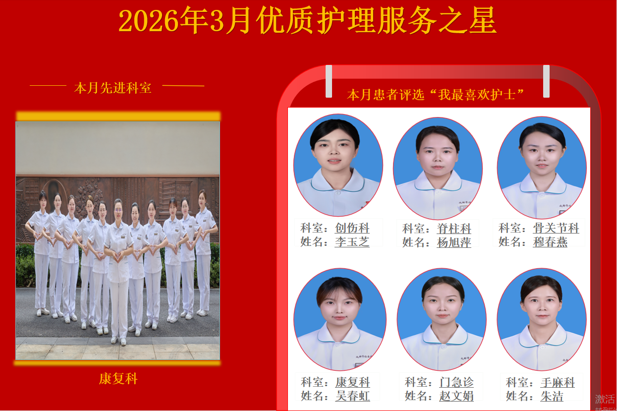 2026年3月优质护理服务之星